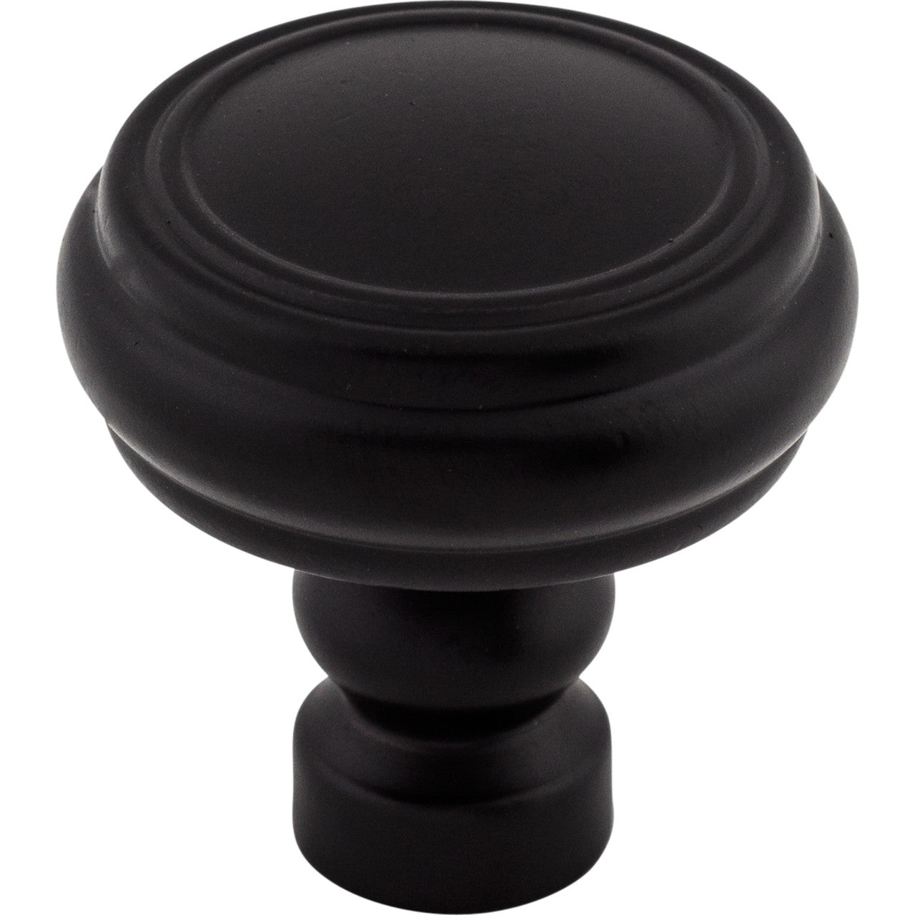Top Knobs TK880BLK: 1-1/4" Brixton Round Rimmed Cabinet Knob - Flat Black