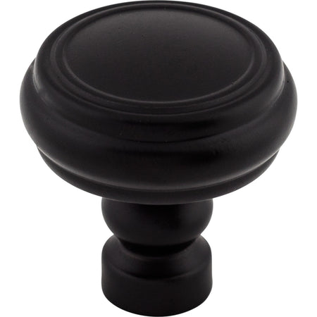 Top Knobs TK880BLK: 1-1/4" Brixton Round Rimmed Cabinet Knob - Flat Black