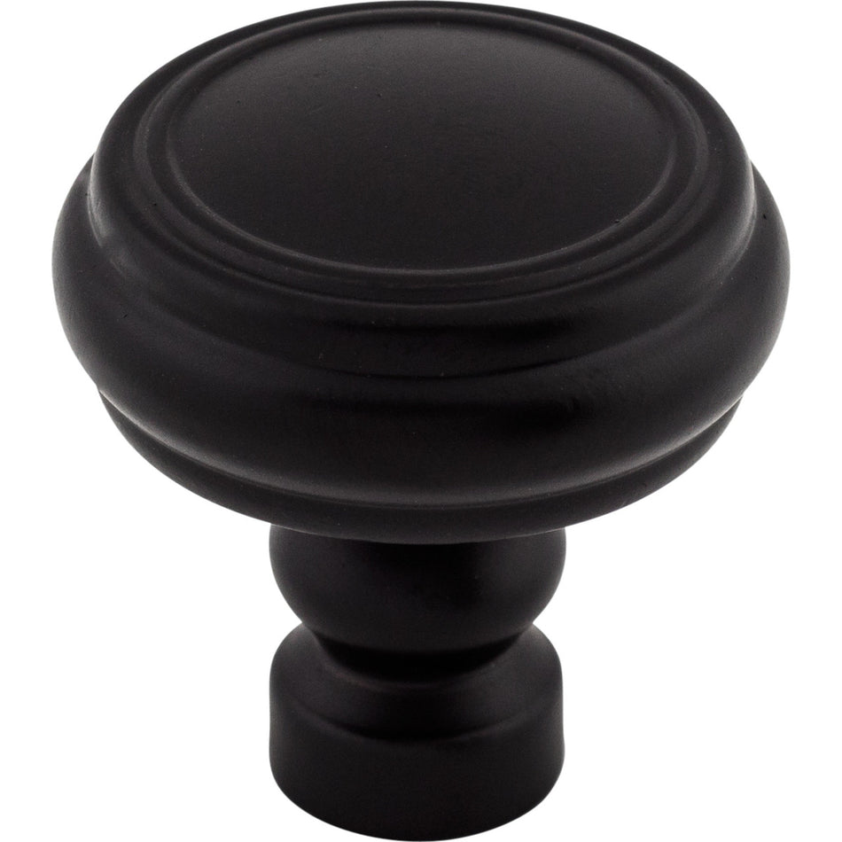 Top Knobs TK880BLK: 1-1/4" Brixton Round Rimmed Cabinet Knob - Flat Black