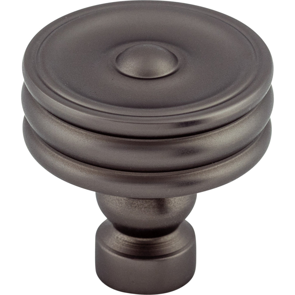 Top Knobs TK881AG: 1-1/4" Brixton Round Ridged Cabinet Knob - Ash Gray