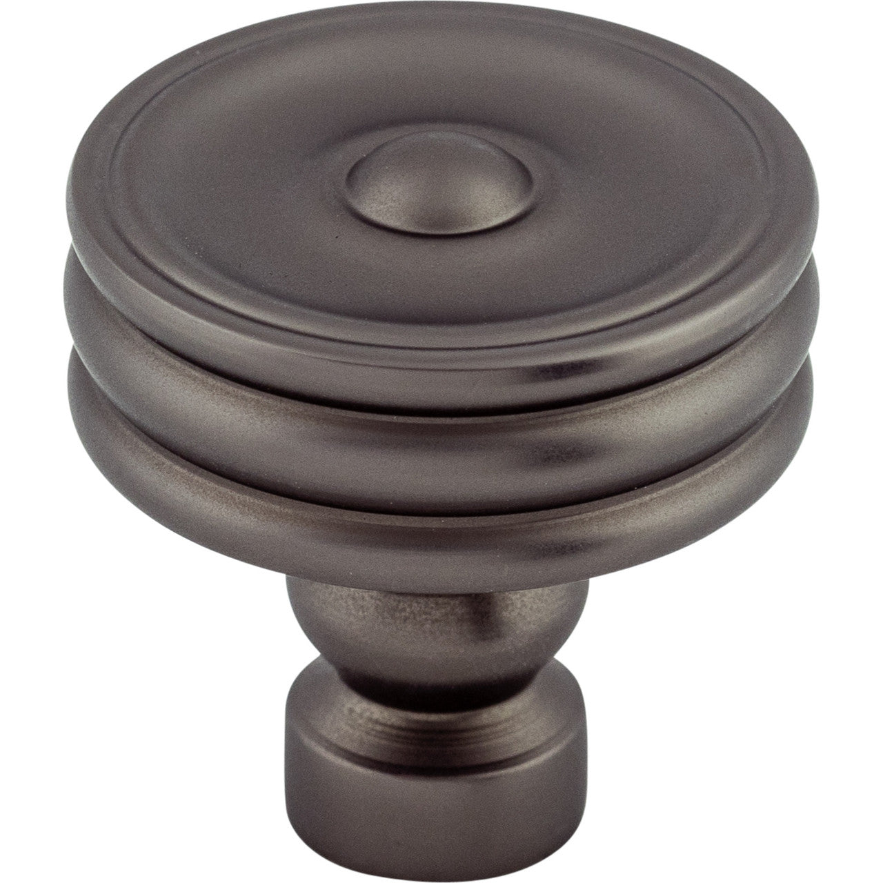 Top Knobs TK881AG: 1-1/4" Brixton Round Ridged Cabinet Knob - Ash Gray
