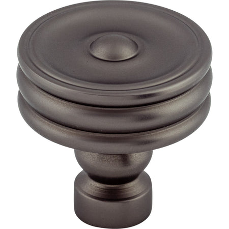 Top Knobs TK881AG: 1-1/4" Brixton Round Ridged Cabinet Knob - Ash Gray