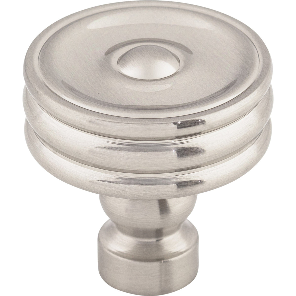 Top Knobs TK881BSN: 1-1/4" Brixton Round Ridged Cabinet Knob - Brushed Satin Nickel