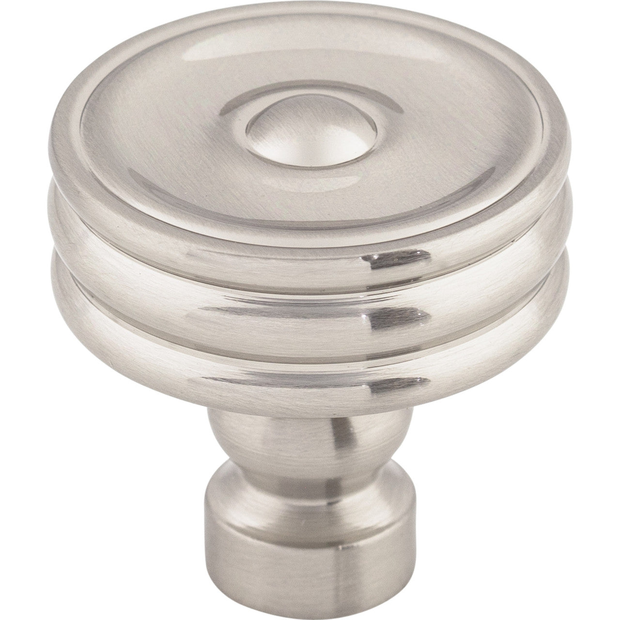 Top Knobs TK881BSN: 1-1/4" Brixton Round Ridged Cabinet Knob - Brushed Satin Nickel
