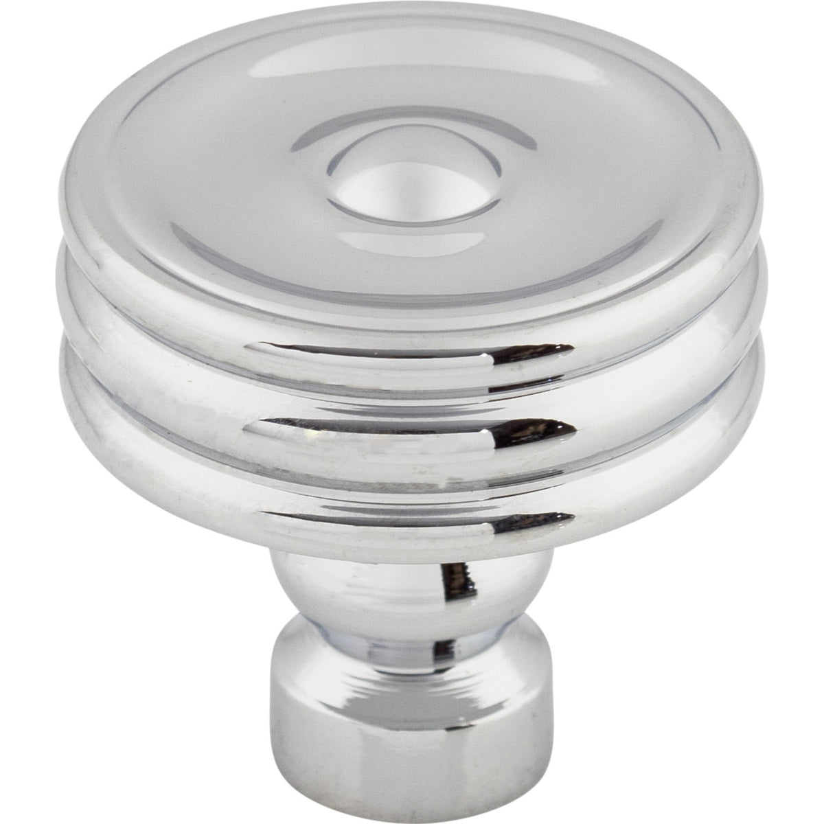 Top Knobs TK881PC: 1-1/4" Brixton Round Ridged Cabinet Knob - Polished Chrome