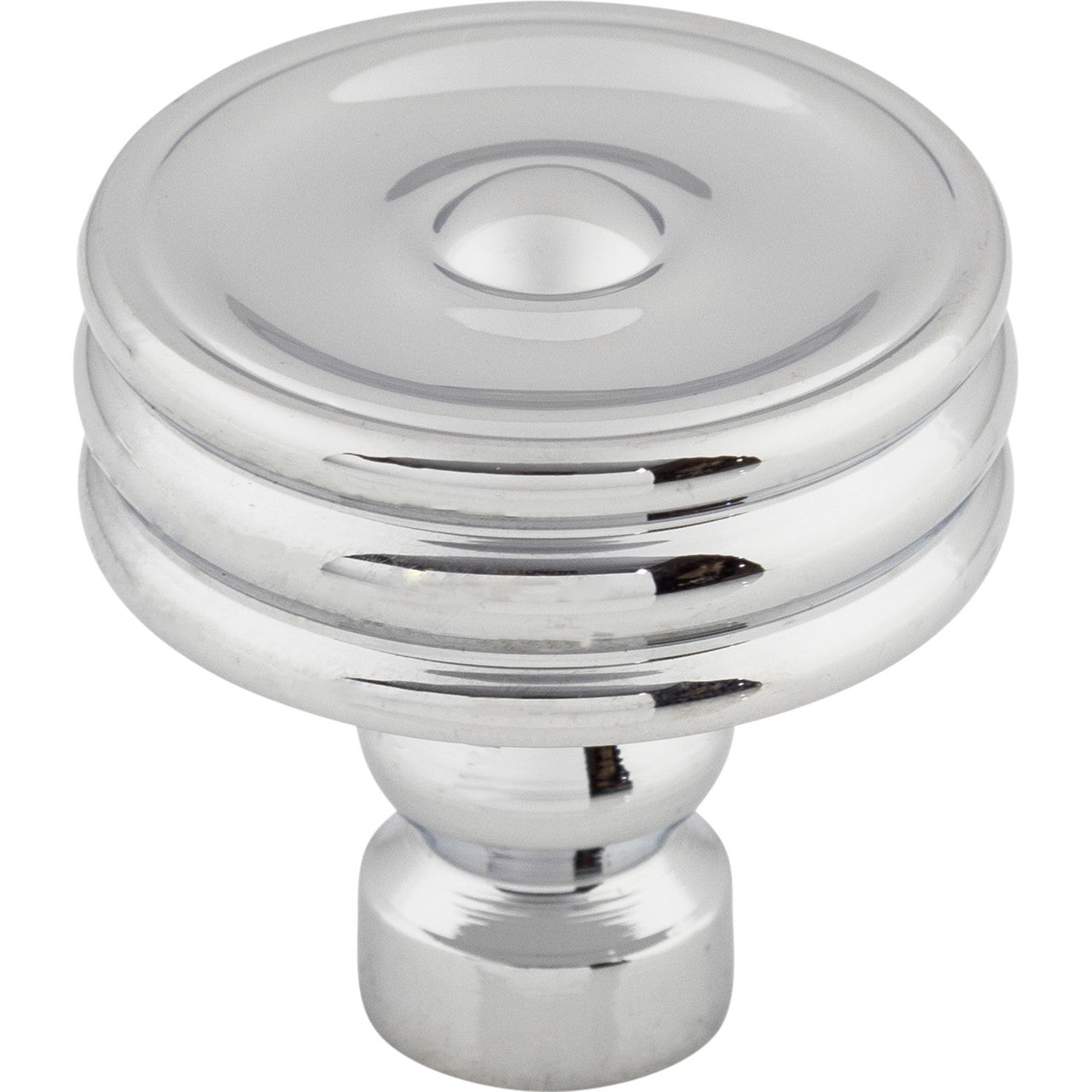 Top Knobs TK881PC: 1-1/4" Brixton Round Ridged Cabinet Knob - Polished Chrome