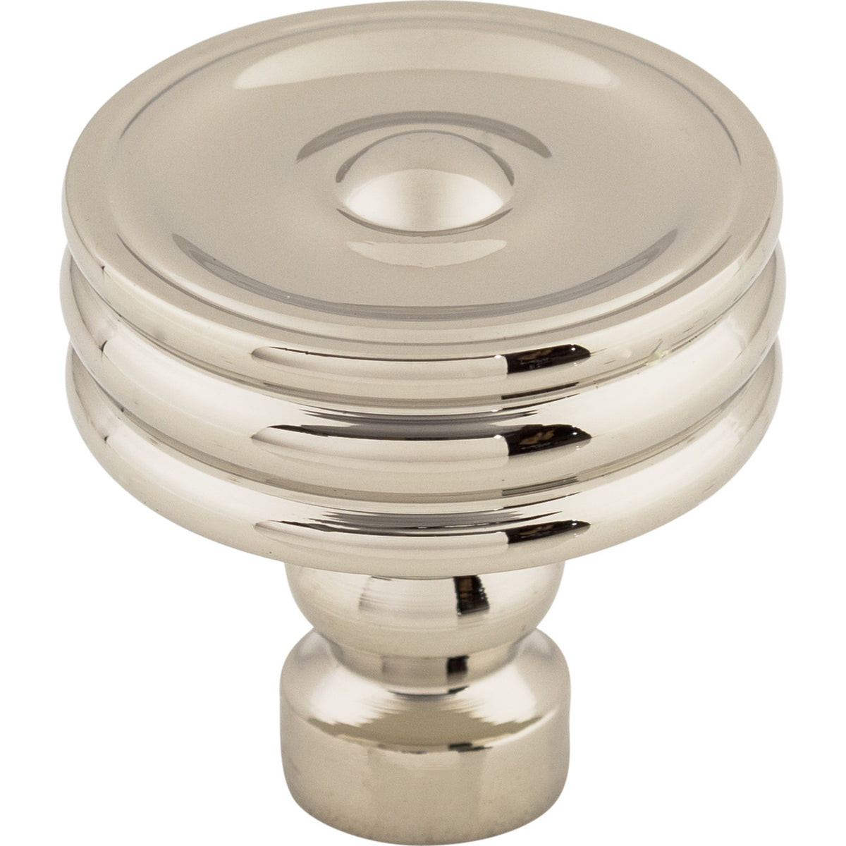 Top Knobs TK881PN: 1-1/4" Brixton Round Ridged Cabinet Knob - Polished Nickel