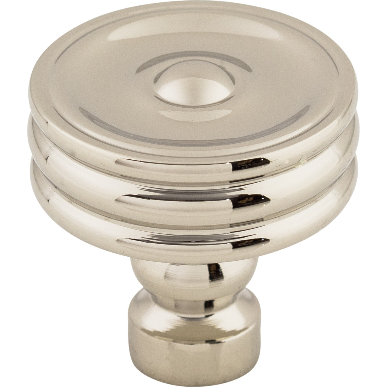 Top Knobs TK881PN: 1-1/4" Brixton Round Ridged Cabinet Knob - Polished Nickel