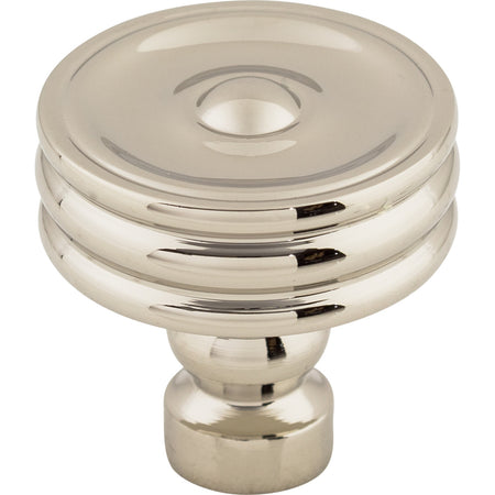 Top Knobs TK881PN: 1-1/4" Brixton Round Ridged Cabinet Knob - Polished Nickel