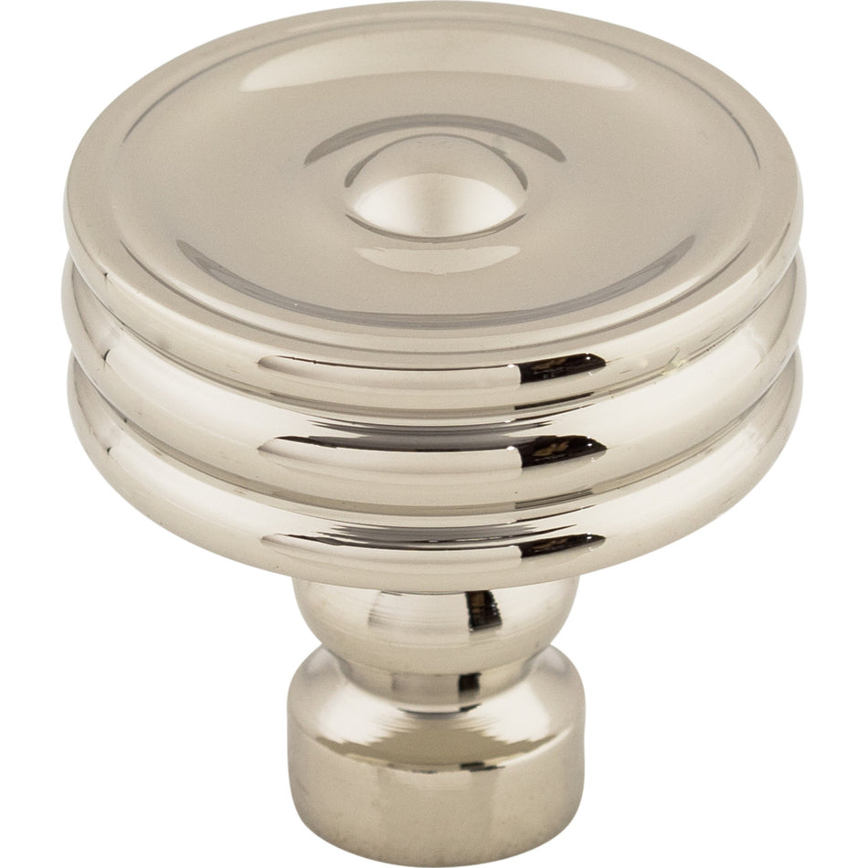 Top Knobs TK881PN: 1-1/4" Brixton Round Ridged Cabinet Knob - Polished Nickel