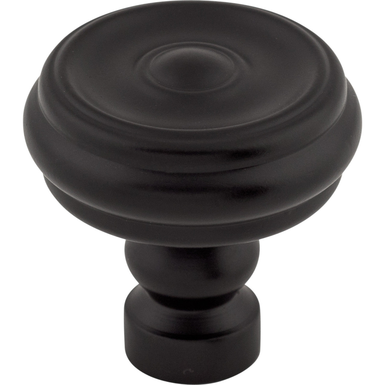 Top Knobs TK882BLK: 1-1/4" Brixton Round Button Cabinet Knob - Flat Black