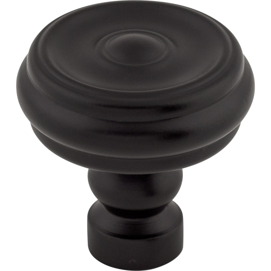 Top Knobs TK882BLK: 1-1/4" Brixton Round Button Cabinet Knob - Flat Black