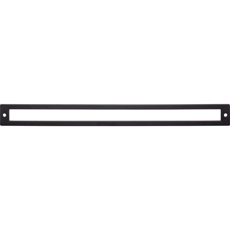 Top Knobs TK929BLK: 12" cc Hollin Rectangle Backplate - Flat Black