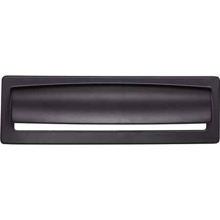Top Knobs TK938BLK: 5-1/16" cc Hollin Cup Cabinet Pull - Flat Black