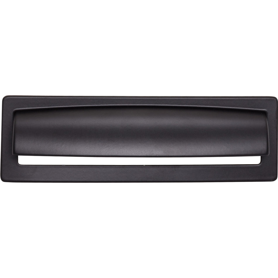 Top Knobs TK938BLK: 5-1/16" cc Hollin Cup Cabinet Pull - Flat Black