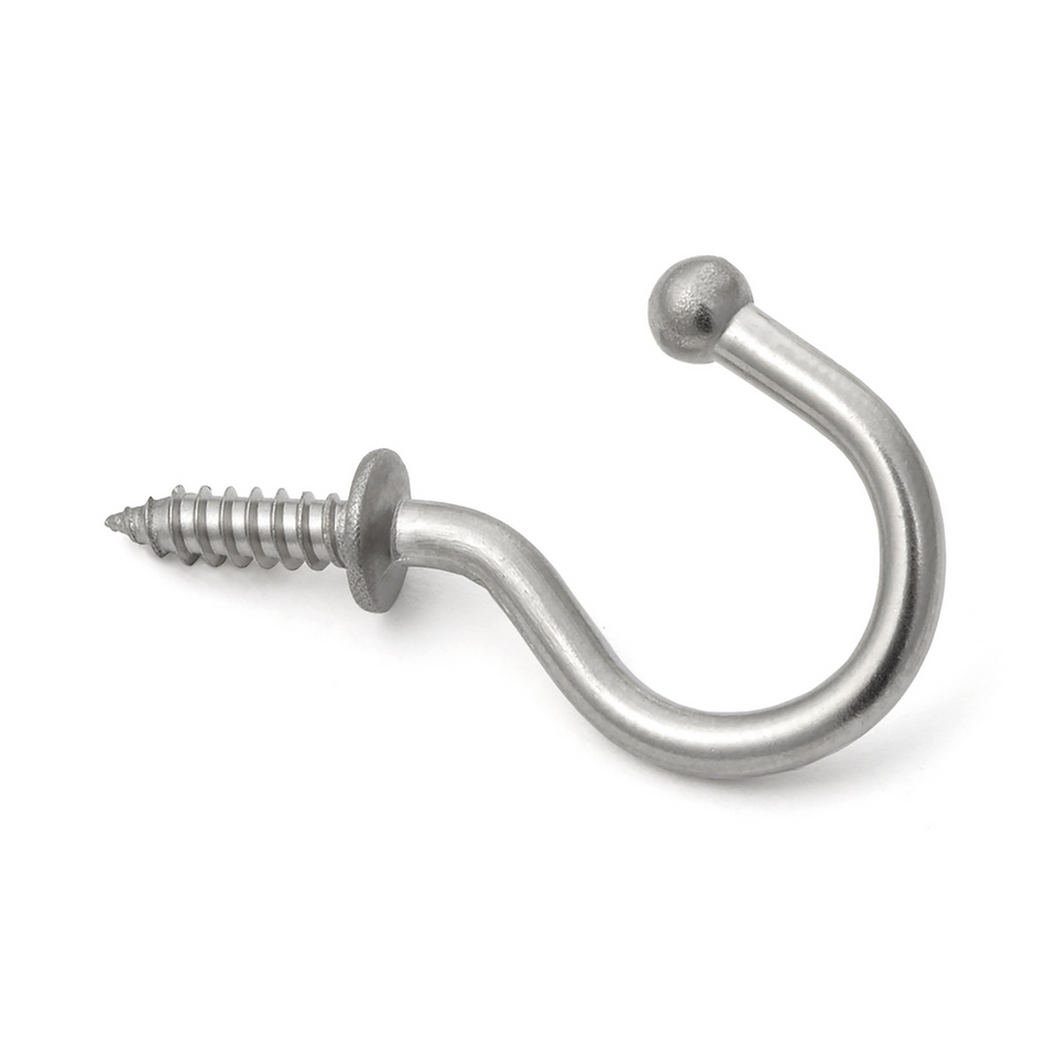 Sugatsune TL-20: 20mm Screw-In Wire Cup Hook - Polished Stainless Steel