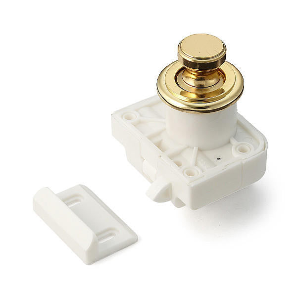 Sugatsune TLP-BB/PB: Round Push Button Latch (Latch Body Not Included) - Polished Brass