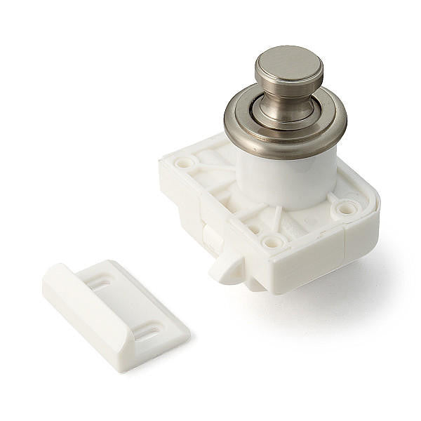 Sugatsune TLP-BB/SN: Round Push Button Latch (Latch Body Not Included) - Satin Nickel