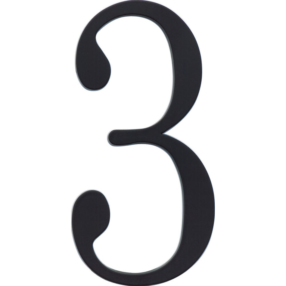 Atlas TRN3-BL: 6" Traditionalist House Number Three - Matte Black