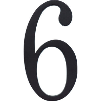 Atlas TRN6-BL: 6" Traditionalist House Number Six - Matte Black
