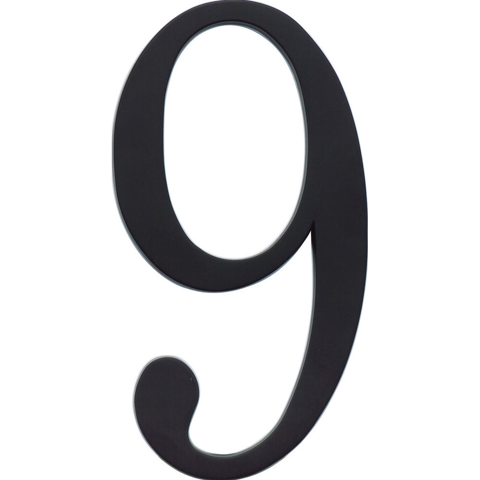 Atlas TRN9-BL: 6" Traditionalist House Number Nine - Matte Black