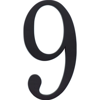 Atlas TRN9-BL: 6" Traditionalist House Number Nine - Matte Black