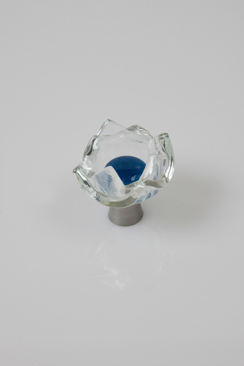 Grace White TUL-CB: Tulip Cabinet Knob - Caribbean Blue