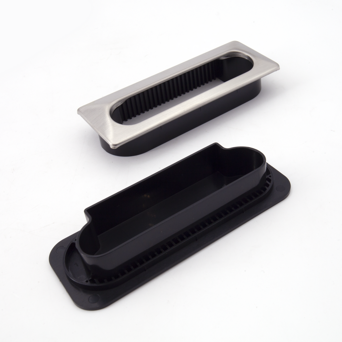 Sugatsune UTA-105BL: 105mm Recessed Pull w/Ventilator - Satin Stainless Steel/Black