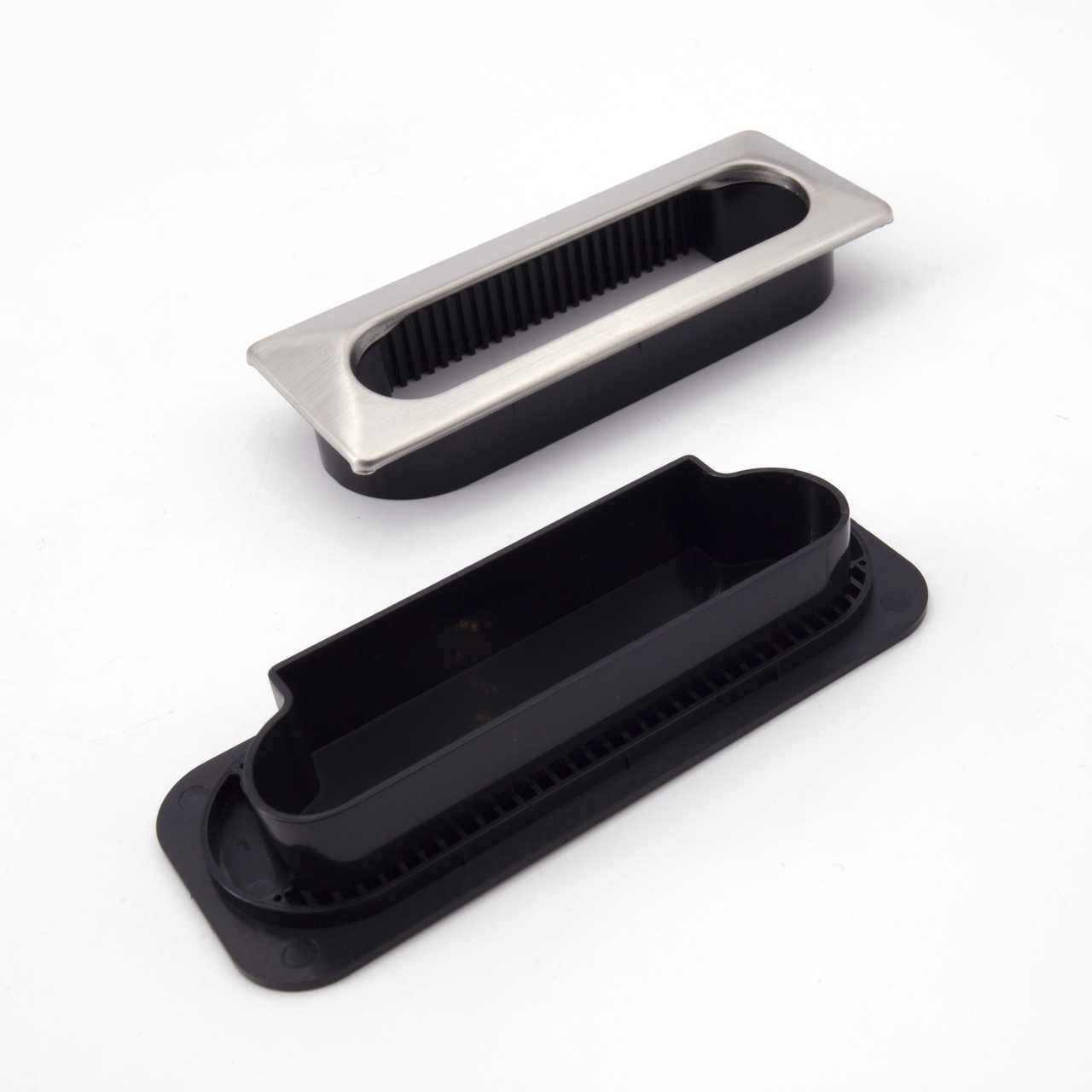 Sugatsune UTA-105BL: 105mm Recessed Pull w/Ventilator - Satin Stainless Steel/Black
