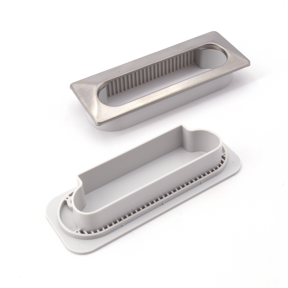 Sugatsune UTA-105GR: 105mm Recessed Pull w/Ventilator - Satin Stainless Steel/Grey