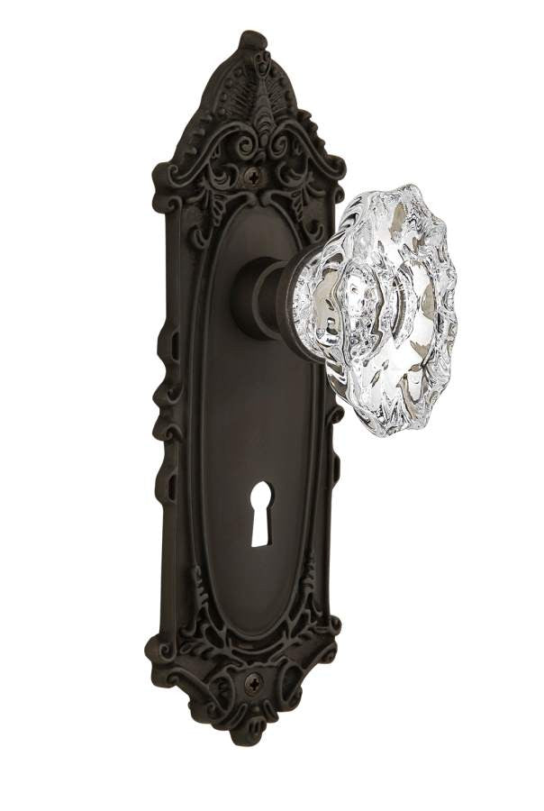 Nostalgic 714053: Mortise Lockset Victorian Plate Chateau Knob - Oil Rubbed Bronze