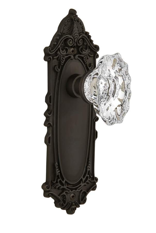 Nostalgic 713761: Victorian Backplate w/Chateau Knob Single Dummy Door Set - Oil-Rubbed Bronze