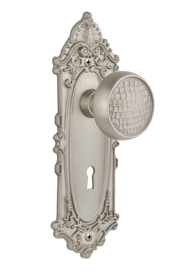 Nostalgic 716477: Victorian Backplate w/Craftsman Knob Single Dummy Door Set - Satin Nickel