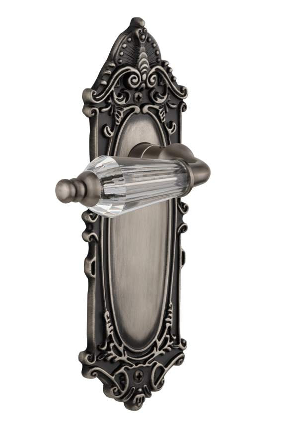 Nostalgic 714111: Victorian Backplate w/Parlour Lever Passage Door Set - Antique Pewter