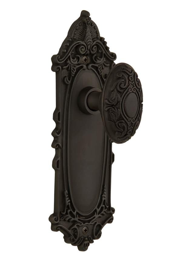 Nostalgic 704097: Victorian Backplate w/Victorian Knob Privacy Door Set - Oil-Rubbed Bronze