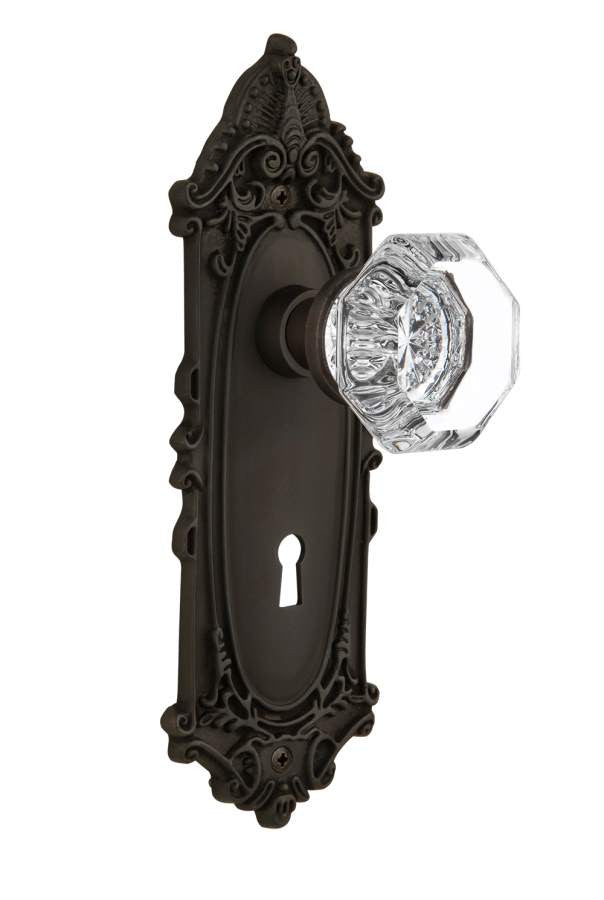 Nostalgic 704093: Victorian Backplate w/Waldorf Knob Single Dummy Door Set - Oil-Rubbed Bronze
