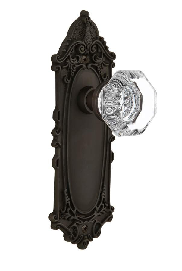 Nostalgic 704051: Victorian Backplate w/Waldorf Knob Privacy Door Set - Oil-Rubbed Bronze