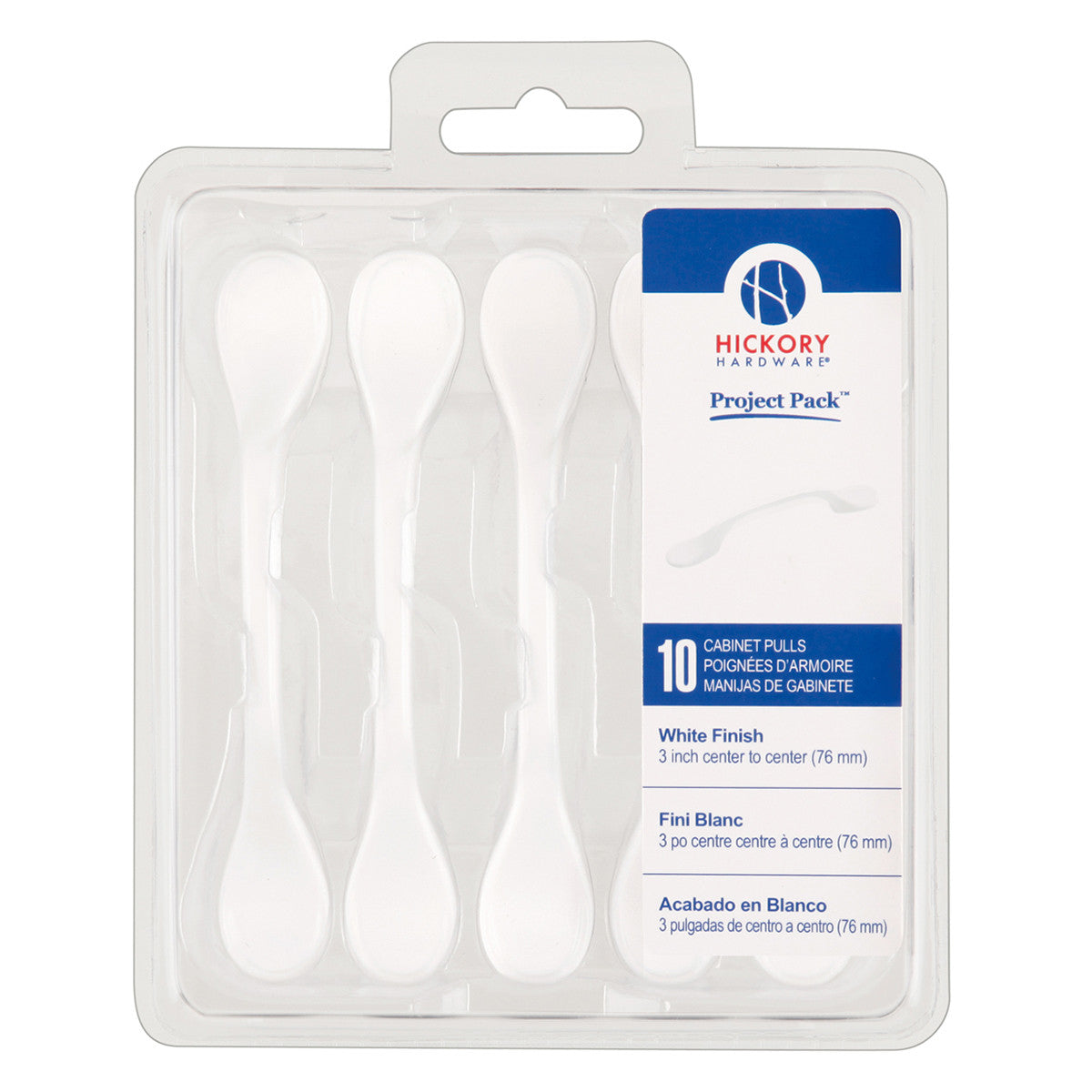 Hickory VP14444-W: 3" cc Conquest Cabinet Pulls (10 pack) - White