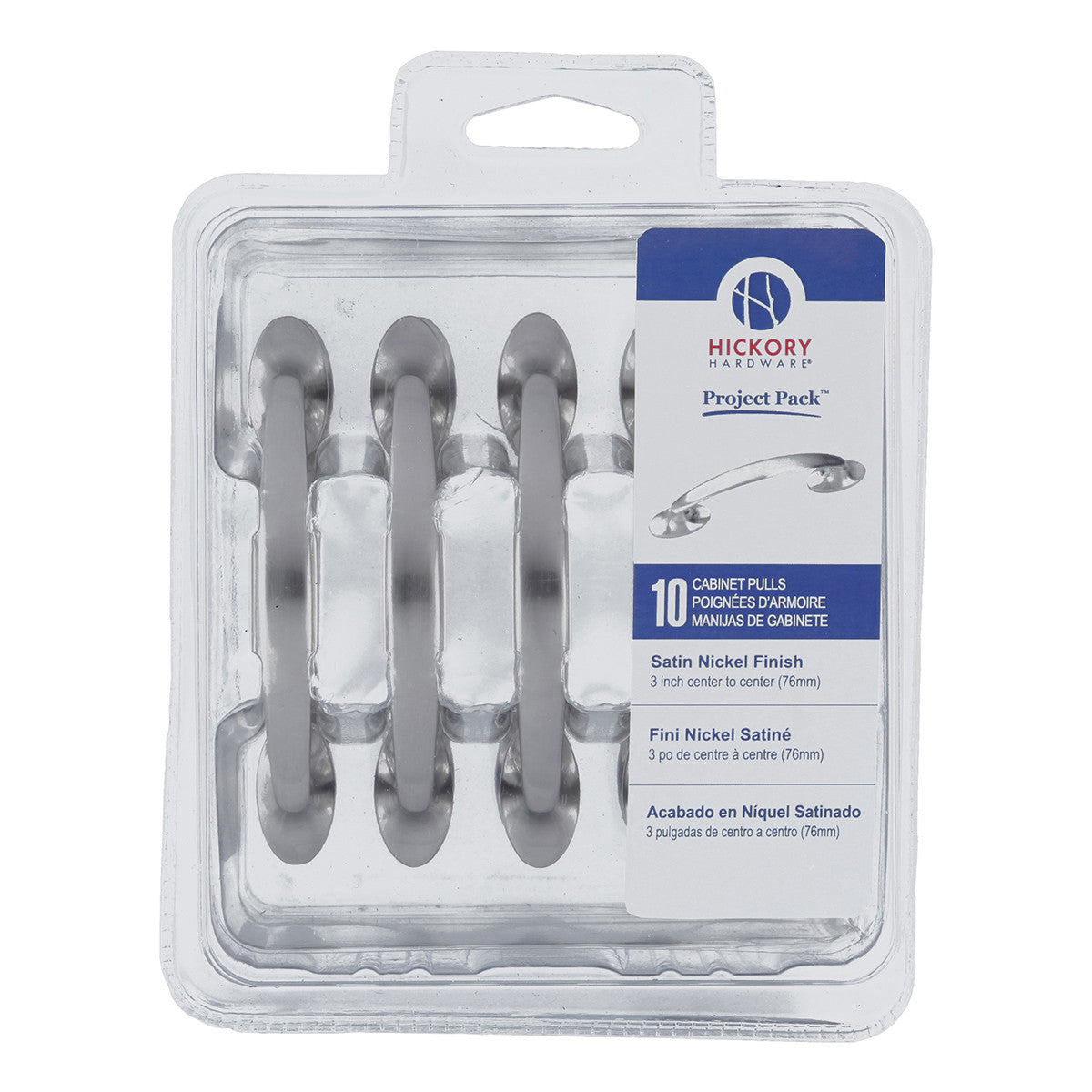 Hickory VP3448-SN: 3" cc Luna Cabinet Pulls (10 pack) - Satin Nickel