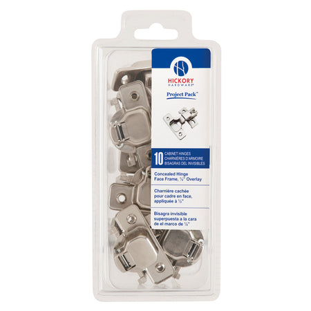 Hickory VP5124-14: Concealed Face Frame Cabinet Hinge (10 pack) - Polished Nickel