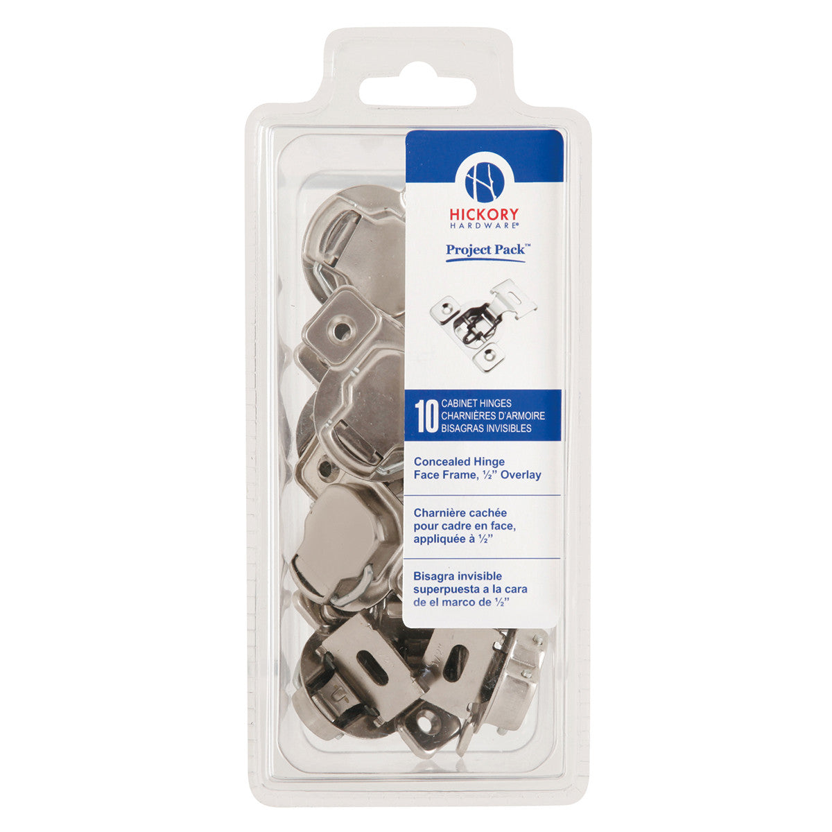 Hickory VP5125-14: Face Frame Cabinet Hinge (10 pack) - Polished Nickel