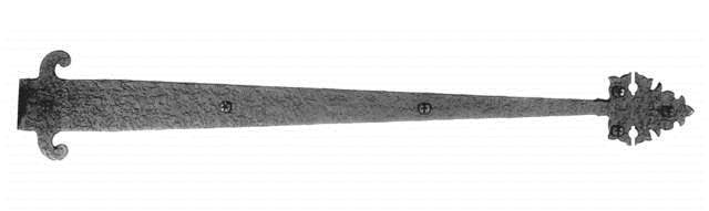 Acorn WI1BP: 22" Warwick Plain Dummy Strap Hinge - Black Iron