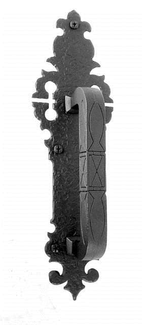 Acorn WP9BP: 12" Warwick 12" Door Handle With Escutcheon Plate - Rough Iron