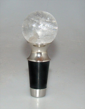 Myterra WSF.35.CRQZ.14: 35mm Crystal Quartz Wine/Bottle Stopper - Polished Nickel