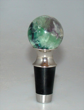 Myterra WSF.35.FLRB.14: 35mm Rainbow Fluorite Wine/Bottle Stopper - Polished Nickel