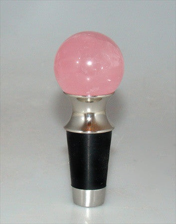 Myterra WSF.35.RSQZ.14: 35mm Rose Quartz Wine/Bottle Stopper - Polished Nickel
