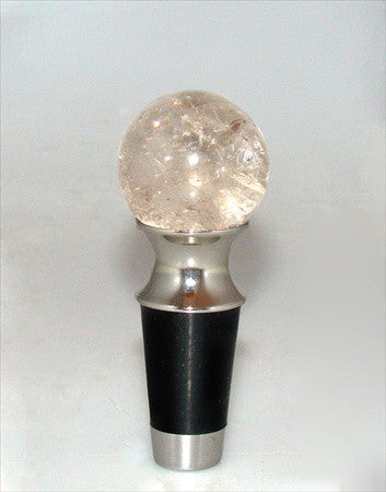 Myterra WSF.35.SMQZ.14: 35mm Smokey Quartz Wine/Bottle Stopper - Polished Nickel