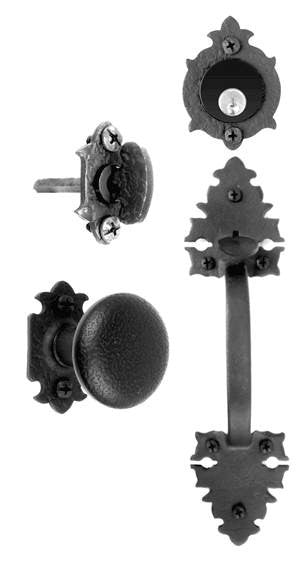 Acorn WT1BI: Warwick Handle/Knob Entrance Mortise Lockset - Rough Iron