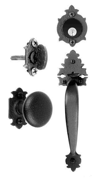 Acorn WT2BI: Warwick Curved Handle/Knob Entrance Mortise Lockset - Rough Iron