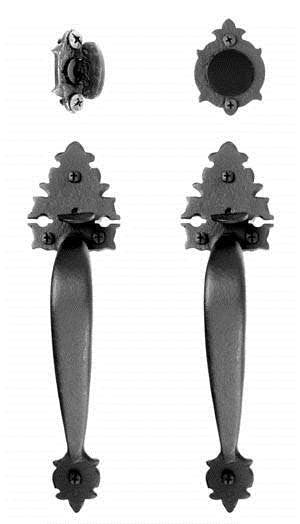 Acorn WT4BD: Warwick Double Curved Handle Dummy Set - Black Rough Iron